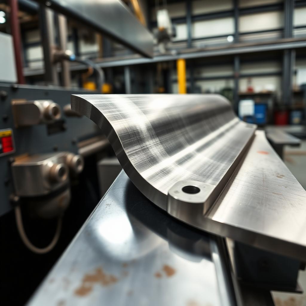 Sheet metal part on a press brake in a manufacturing facility
